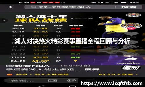 湖人对决热火精彩赛事直播全程回顾与分析